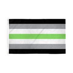 Flags Importer Agender Pride Flag 3x5 ft polyester with black, grey, white, and green stripes