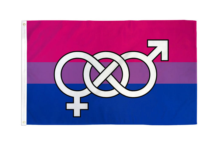 Flags Importer bisexual symbol flag 3x5ft in pink, purple, and blue polyester stripes