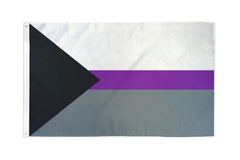 Flags Importer Demisexual Flag in white, purple, grey, and black triangle on polyester fabric