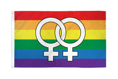 Flags Importer Double Venus Flag 3x5 ft rainbow polyester with interlocked female symbols