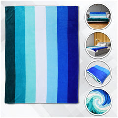 Flags Importer Gay Male Pride polar fleece blanket with teal-to-cobalt gradient stripes, 50x60 inches