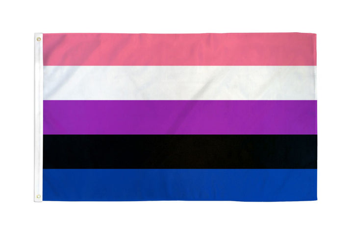 Flags Importer Gender Fluid Flag 3x5 ft polyester with pink, white, purple, black, and blue stripes
