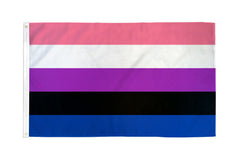 Flags Importer Gender Fluid Flag 3x5 ft polyester with pink, white, purple, black, and blue stripes