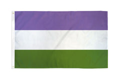 Flags Importer Genderqueer Flag in purple, white, and green polyester stripes, 3x5 ft