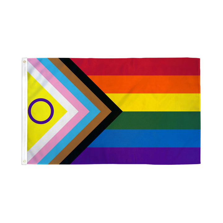 Flags Importer Inclusive Pride Flag 3x5 polyester with rainbow stripes and intersex symbol