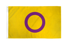Flags Importer Intersex Flag 3x5 ft, gold polyester with bold purple circle emblem