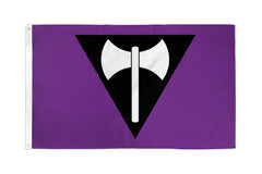 Flags Importer Lesbian Labrys Pride Flag, purple polyester with black triangle and white axe