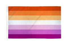 Flags Importer Lesbian Sunset 3x5 polyester flag with orange, white, and pink horizontal stripes