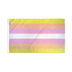Flags Importer Pangender Flag 3x5 in yellow, orange, pink, and white stripes, polyester