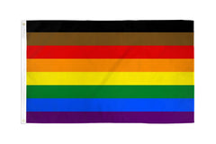 Flags Importer Philly Rainbow Flag 3x5ft with black, brown, and six-color stripes on polyester