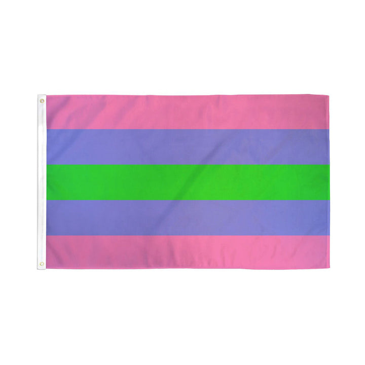Flags Importer Trigender Flag 3x5 in pink, purple, and green polyester stripes