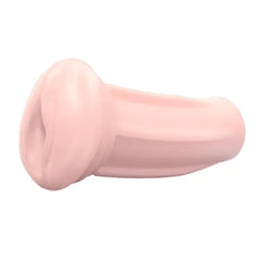 Flesh-coloured Max 2 masturbator sleeve shown from side, smooth curved exterior detail