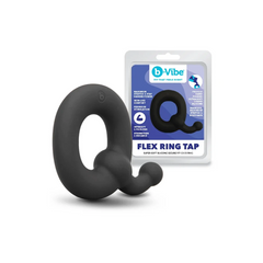 Flex Ring Tap cock ring beside retail packaging showing loop and perineum stimulator tab
