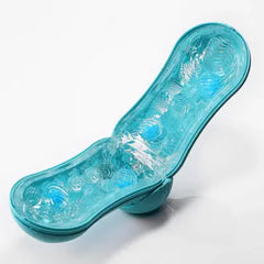 Flip Orb sleeve opened flat, revealing textured teal interior with varied nodules