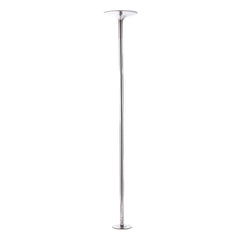 Freestanding chrome dance pole shown alone, floor-to-ceiling tension mount design