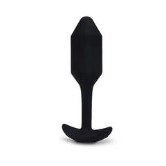 Close-up front angle of black weighted silicone plug highlighting smooth matte texture