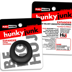 Front and back of Hunkyjunk Expander retail packaging showing product details and materials