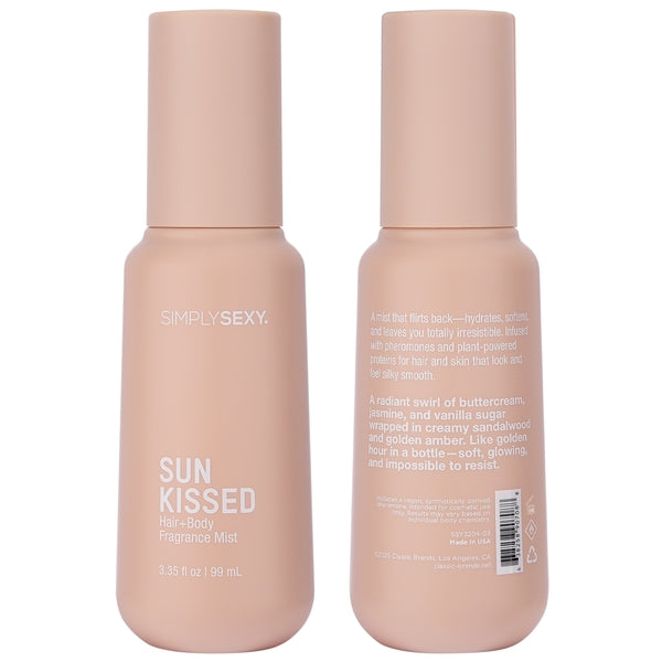 Front and back view of Sun Kissed Fragrance Mist showing full label and product details