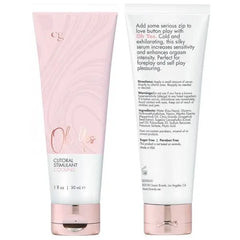 Front and back views of Oh Yes Cooling Clitoral Stimulant tube side by side, 30mL size