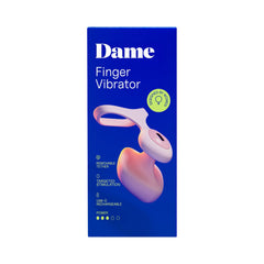 Front of Dame Finger Vibrator box with Designed by Women badge and feature list