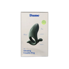Front of Dame Hug box showing product illustration and key features: flexible motor, adjustable fit