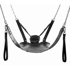 Front view of Extreme Sling showing padded headrest pillow, adjustable straps, and chain suspension