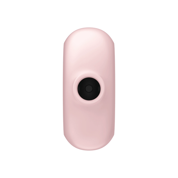 Front-facing air pulse nozzle opening on the rose pink Satisfyer Pro To Go 3 body