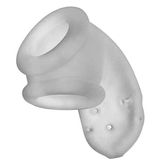 Front-facing view of Airlock showing dual openings and stretchy frosted silicone form