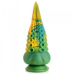 Front-facing view of Creature Cocks Monstropus dildo showing symmetrical tentacle ring detail along shaft