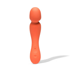 Front-facing view of Dame Min Mini Wand highlighting two soft control buttons on the handle