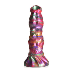 Front-facing view of Larva Dildo highlighting segmented body and hollow opening at tip