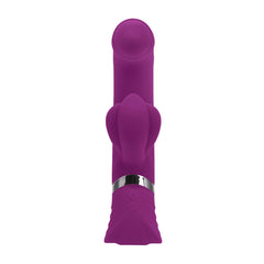 Front-facing view of Playboy Tap That displaying rounded tip, butterfly clitoral arm, and control buttons