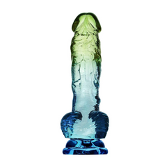 Front-facing view of Seaside Dreams Dildo highlighting textured shaft and flared suction base