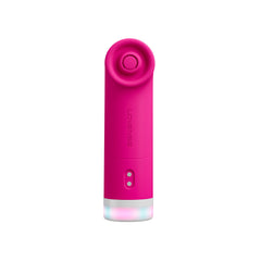 Front-facing upright view of the Fizz vibrator displaying magnetic charging ports and glowing base