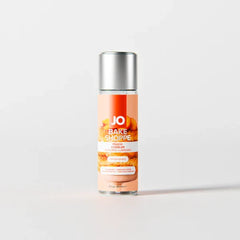 Front label of JO Bake Shoppe Peach Cobbler water-based flavored lubricant, 2 fl oz clear bottle