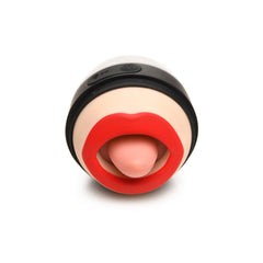 Front view of Lady Licker oral stimulator displaying red lip surround and textured tongue tip detail