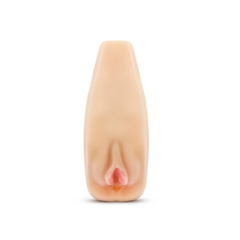 Front view of Natasha beige masturbator showing realistic sculpted exterior detail, upright position