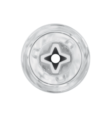 Close-up front view of Pocket Stroker Crystal four-point star entry orifice, soft TPE material