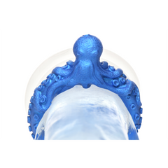 Close-up front view of Poseidon's Octo-Ring seated on a shaft showing tentacle texture detail