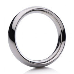 Front view of the Sarge 2.25 stainless steel cock ring showing its smooth rounded profile