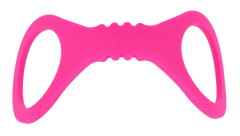 Front view of soft silicone cuffs stretched open, revealing textured centre connector