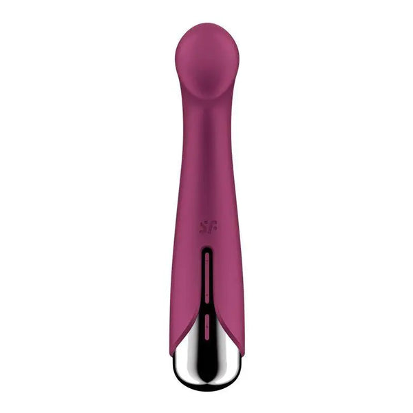Front view of Spinning G-Spot 1 displaying SF logo, control panel, and polished chrome base