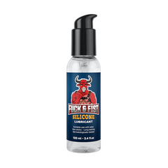 Fuck & Fist Silicone Lubricant 100ml clear pump bottle with bold blue label