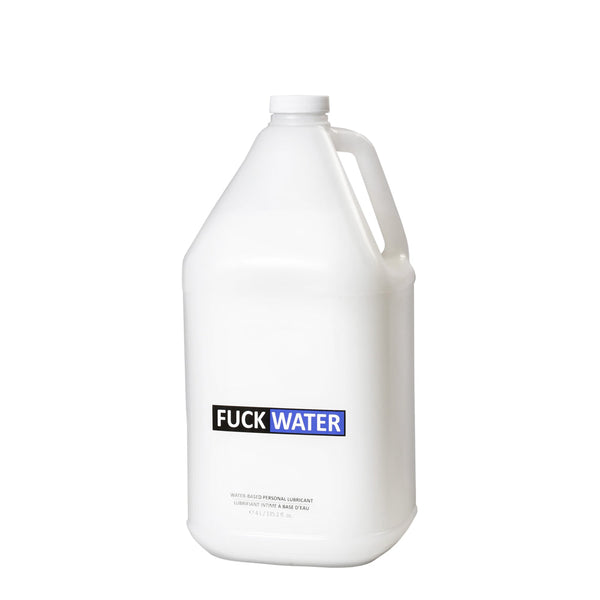FuckWater 4L personal lubricant in a large white handled jug with screw-top cap