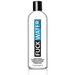 FuckWater Clear 16 oz water-based personal lubricant in a transparent bottle with black cap