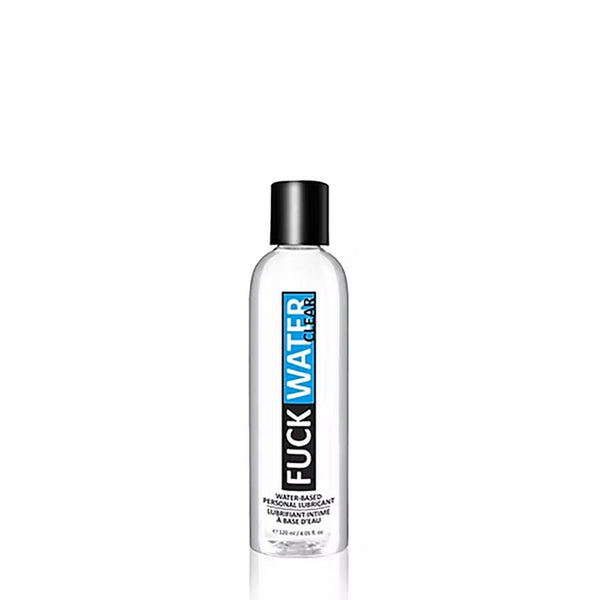 FuckWater Clear 4oz water-based personal lubricant in a slim, transparent bottle with black cap