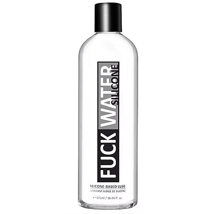 FuckWater Silicone 16 oz clear bottle with black cap, silicone-based personal lubricant