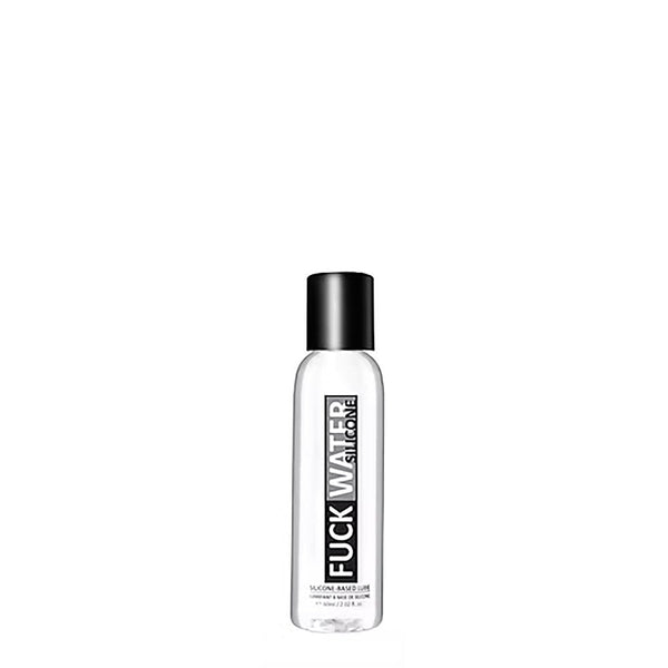 FuckWater Silicone 2 oz lubricant in a clear bottle with a sleek black flip cap