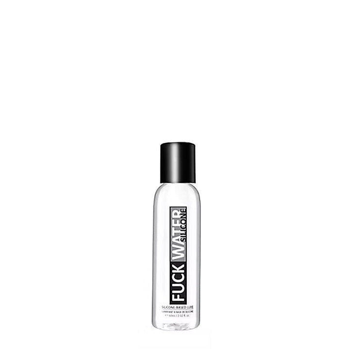 FuckWater Silicone 2 oz lubricant in a clear bottle with a sleek black flip cap