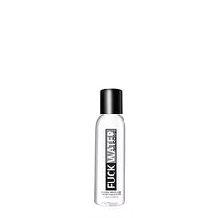 FuckWater Silicone 2 oz lubricant in a clear bottle with a sleek black flip cap